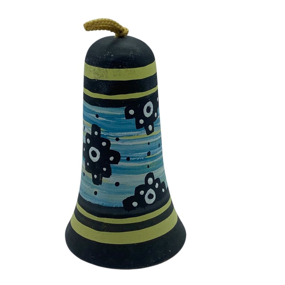 Vintage Handmade Southwest Creations Geo Ceramic Bell 5.5” Native American